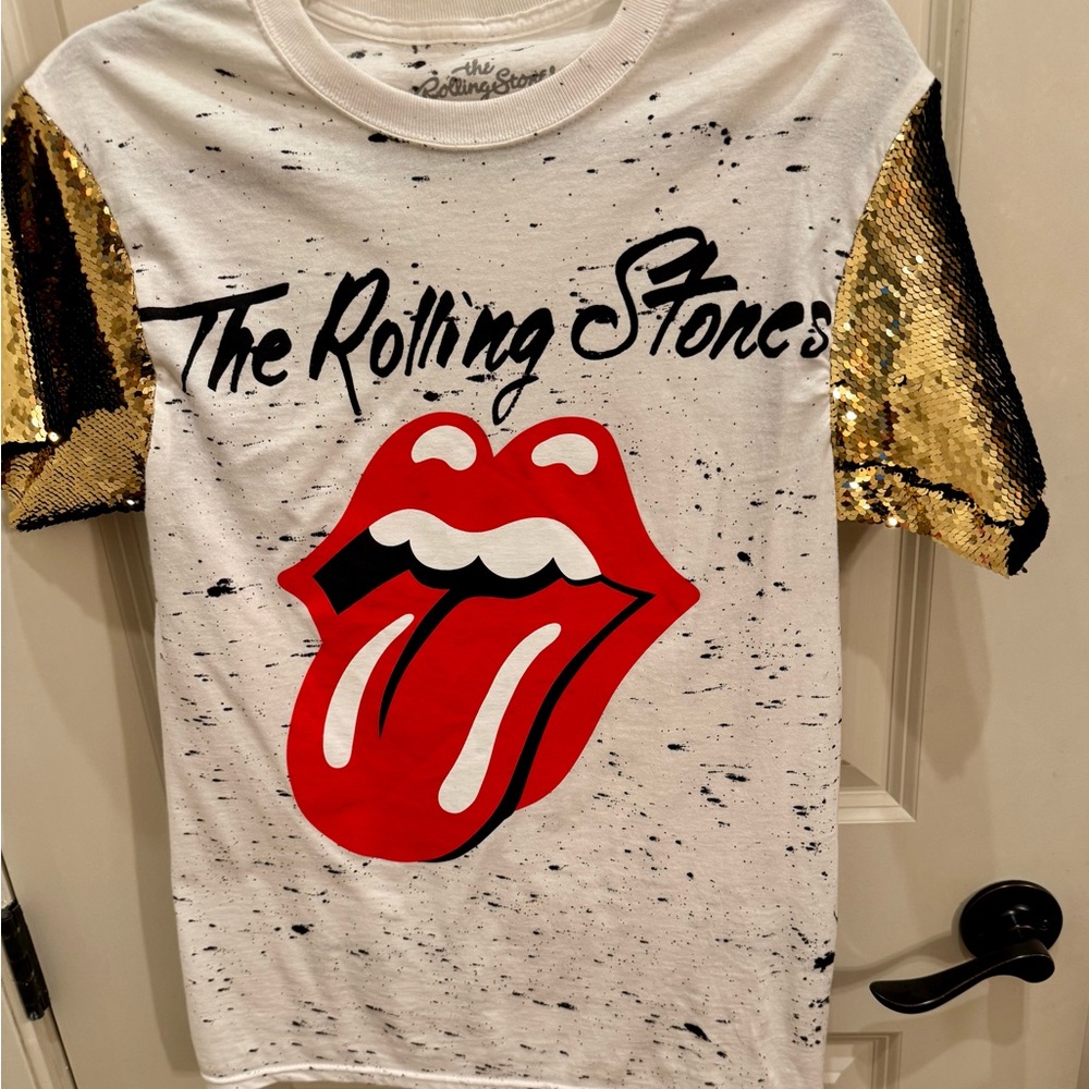 fringe + co Rolling Stones Sequin Sleeve Tee
